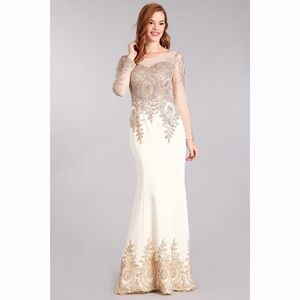 IVORY and Gold Lace Dress 1673
